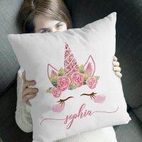 【hot】☫ஐ☬ WUZIDREAM Personalized Unicorn Cushion Name Kids Room Throw Sofa Cover