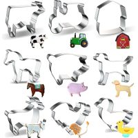 1pc Stainless Steel Farm Animal Cookies Molds Cow Pig Dog Biscuit Cutter Mold for Kids Farm Animal Party DIY Baking Supply Bread Cake  Cookie Accessor