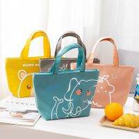 ☍ New womens lunc bag cartoon cute bear children simple zipper tote bag insulated breakfast food box portable picnic travel bag