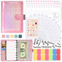 Cash Book Binder Budget Planner โน้ตบุ๊คโฟลเดอร์ A6 ขนาด 6 Binder กระเป๋าพลาสติก Binder ซิปประหยัดเงินซองจดหมาย-ttlg4809