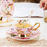 Eur Style Pink Bird Bone China Coffee Cup Set Creative Ceramic High-end Phnom Penh English Afternoon Tea Set Cup with Spoon 5Z