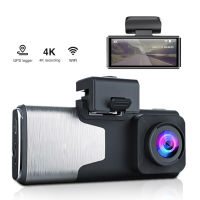 Dash Cam 4K เลนส์คู่ด้านหน้าด้านหลังกล้องบันทึกแบบคู่การมองเห็นได้ในเวลากลางคืนที่จอดรถการตรวจสอบ Wifi Gps ติดตามการเล่นเครื่องบันทึกการขับขี่【fast】