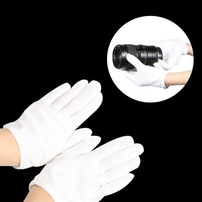ถุงมือสีขาวสำหรับถ่ายภาพ1คู่ป้องกันลายนิ้วมือสำหรับอุปกรณ์เสริมในสตูดิโอถ่ายภาพผลิตภัณฑ์