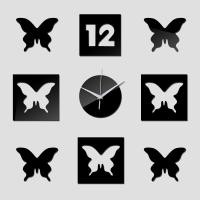 ZZOOI New Wall Clock Quartz Watch Acrylic Mirror Home Decor European Decorative DIY Stickers Pointer Still Life Butterflies Art Mural