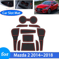 เสื่อช่องใส่รถกันลื่นสำหรับ Mazda 2 Mazda2 DJ DL Demio 2014 2015 2016 2017กันลื่นอุปกรณ์ตกแต่งรถยนต์ร่อง