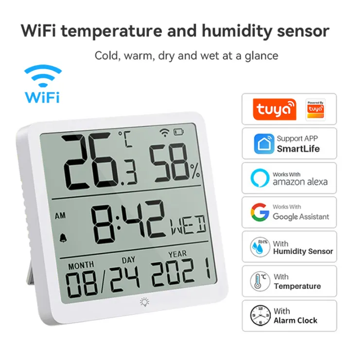 Smartlife Tuya WiFi Temperature Humidity Sensor with Clock Smart Life ...