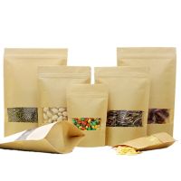 【DT】 hot  High Quality 5Pcs/lot Kraft Paper Bag Window Zip lock Empty Dried Food Fruit Tea Gift package Self Sealing Zipper Stand up Bags