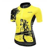 Gear Women S Short Sleeve Cycling Jersey - Black Yellow Bike Jersey Top Breathable Quick Dry Moisture Wicking Sports Terylene Mountain Bike MTB Clothing Apparel Micro-Elasticrace Fit