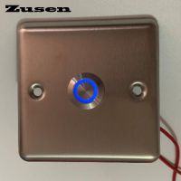 Zusen 19mm Door Bell Light Push Button Switch with Blue LED Control 12V 24V 110V 220V IP65 (ZS19F-10E/B/12V/S with panel)