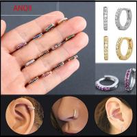 ANQII 8mm ทอง เงิน น้ำเงิน Helix Cartilage Tragus ต่างหูฮักกี้ฮูป Daith Conch Snug แหวนจมูก ต่างหูเพทาย ต่างหู CZ หลากสี ลูกบาศก์เซอร์โคเนีย CZ เจาะหู