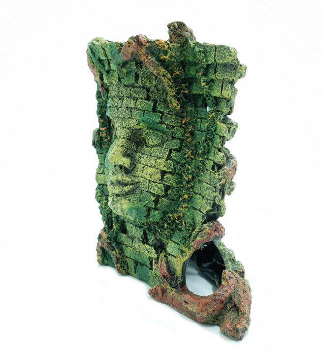 b013-เรซิ่น-กำแพงหน้าคน-สีเขียว-ใช้ตกแต่งตู้ปลา-resin-green-face-wall-decoration