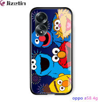 Jizetin OPPO A58 4G การ์ตูนสำหรับเด็กผู้หญิงงาเคสแนวสตรีทแบรนด์ยอดนิยมของผู้ชายเคสมันวาวกระจกเทมเปอร์ปลอกฝาหลัง