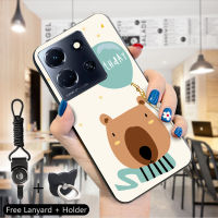 เคส PMP สำหรับ Infinix Note 30 Note 30 5G 30 Pro 30 VIP (แหวนใส่นิ้ว + สายคล้อง) เคสโทรศัพท์ดีไซน์รูปช้างหมีเหมียวรูปสัตว์น่ารักเคสโทรศัพท์ป้องกัน TPU ซิลิโคนกันกระแทกสำหรับเด็กผู้หญิงและเด็กชาย