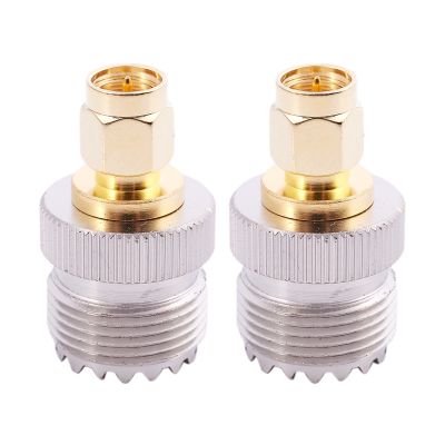 2x SMA Male to UHF Female SO239 SO-239 Jumper Plug RF Adapter Connect -259 Gold