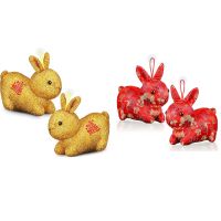 2 Pcs Chinese New Year Rabbit Stuffed Animal Toy 2023 Rabbit Doll Gift for Chinese New Year Decoration Ornaments