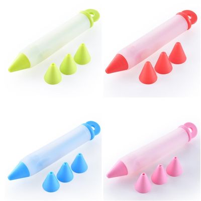 【CC】❐❀  Silicone Food Write Chocolate Decorating tools Mold cupcookie Icing Piping Pastry 4 Nozzles kitchen accessorie