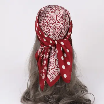 New Large Women Square Satin Silk Scarf Floral Designer Print Head Neck  70x70 CM
