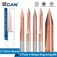 XCAN V รูปร่าง End Mill 3.175mm Shank Milling Cutter 20,30,45,60,90 องศา 2 ขลุ่ยแกะสลักบิตเราเตอร์บิต CNC แกะสลักบิต