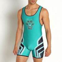 ทีมผู้ชายการแข่งขันฤดูร้อนมวยปล้ำ Singlets สูทมวย Skinsuit ยกน้ำหนักยิมฝึกอบรมถุงน่องวิ่ง Speedsuit