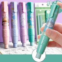 ㍿ pressing cartoon pencil eraser Pen type cute eraser Replaceable rubber core School student rubber eraser kid gifts office eraser