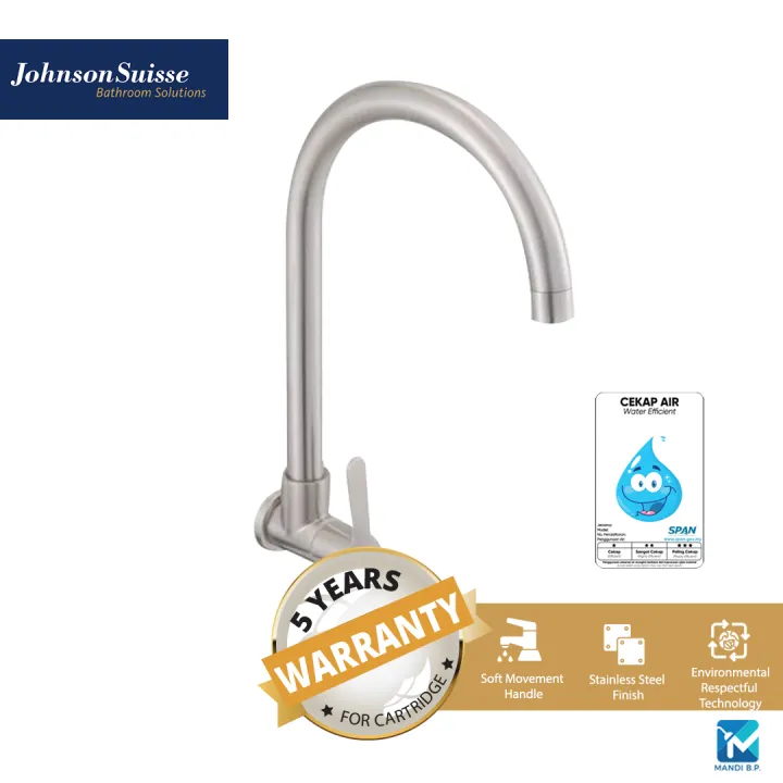Johnson Suisse Murano ½ inch WallMounted Sink Tap With Swivel Spout