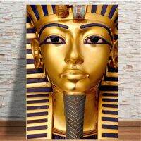 ฟาโรห์อิยิปห์โบราณ Tutankhamun สีทองผ้าใบวาดภาพโปสเตอร์ศิลปะบนผนังภาพสำหรับห้องนั่งเล่นการตกแต่งบ้าน Cuadros