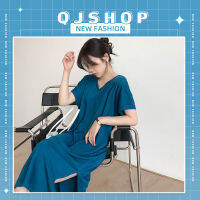 QJshop เดรสคอวีสีพื้น?มีสีให้เลือกมากมาหหลายสีมีไซส์เยอะด้วย?โดดเด่นมากดูดีสุดๆ⛈