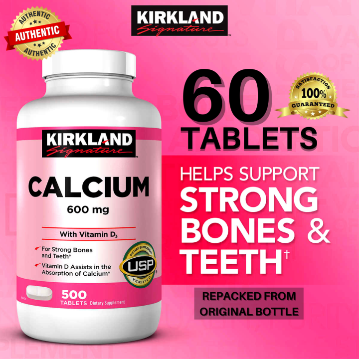 60 Tablets Kirkland Signature Calcium 600mg with Vitamin D3 AUTHENTIC Lazada PH