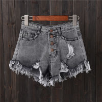 New Arrival Casual Summer Denim Women Shorts High Waists Fur-lined Leg-openings Plus Size Sexy Frayed Hole Short Ripped Jeans