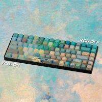 Claude ภาพวาดสีน้ำมัน Monet Keycap ด้านข้างสลักลายรองเท้าฟุตบอล132 Keys เชอร์รี่โปรไฟล์ PBT การระเหิด + ยิงสองครั้งสำหรับเชอร์รี่สวิตช์ MX RK61คีย์บอร์ดแบบกลไก/Anne Pro 2/GK61