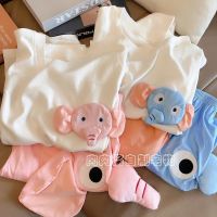 CODhuanglan212 Lovely whimsy elephants pyjamas lovers pajamas short sleeve shorts thin win可爱搞怪大象睡裤情侣睡衣短袖短裤薄款男女风家居服套装mu11