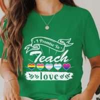 2023 NEWFashion I Promise To Teach Love Print T-Shirt Loose Short Sleeve Round Neck Top