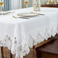 White Table Cover American Linen Cotton Table Tablecloth flower Fabric Nordic Cabinet Table Cloth Lace Pattern Modern