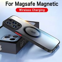 [ร้อนแรง] Sarung Dof ชาร์จไร้สายแม่เหล็กสำหรับ Magsafe สำหรับ iPhone 11 12 13 14 Pro Max Mini X XR เกราะกันกระแทกสว่างพีซีฝาแข็ง