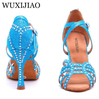 hot【DT】 WUXIJIAO New Latin Shoes Womens Ballroom Dancing Woman Flash Collocation Rhinestone 5cm-10cm