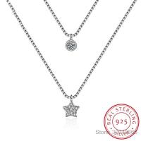 【Best-Selling】 EC Loria Trading mall มาถึง925 Sterling Double Layers สร้อยคอ Star Pendent Collarbone สร้อยคอสำหรับผู้หญิง &amp; Girl Jewelry