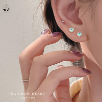 MNL?RAINBOW HEART ต่างหูหัวใจ เปลี่ยนสีได้ ตามแสงตกกระทบ ต่างหูเงินแท้ ต่างหูแฟชัน ตุ้มหูเงินแท้ ต่างหูเปลี่ยนสี ต่างหูน่ารัก ตุ้มหูเก๋