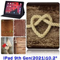 【Aishang electronic】Casing Tablet สำหรับ Apple iPad ขนาด10.2นิ้ว2021โฟลิโอเคสห่อหุ้มหุ้มพับฝาเป็นฐานลายไม้