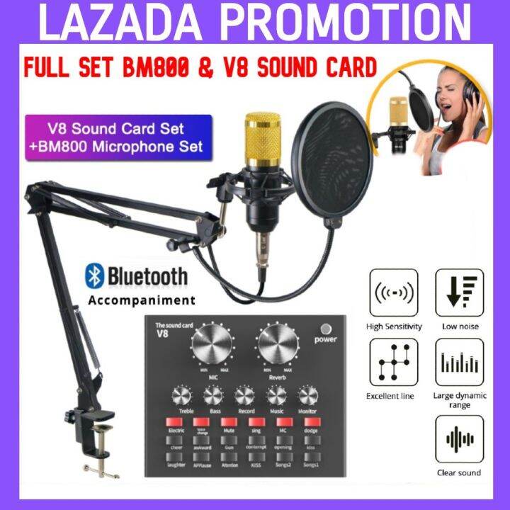 Readystock Professional Bm800 with V8 Condenser Microphone Live Stream