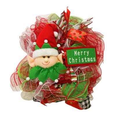 Christmas Front Door Wreath Christmas Door Wreath Ribbon Bow Gnome Plush Decorations Farmhouse Wreath for Housewarming Gift Christmas Party Supplies agreeable