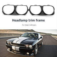 【 Cw】2ชิ้นสำหรับ Dodge Challenger ไฟหน้าไฟหน้าฝาตัดป้องกัน Bezels โคมไฟหัวครอบคลุมตัดรถจัดแต่งทรงผม