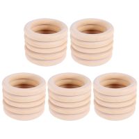 25 Pcs Natural Wood Rings 70mm Unfinished Macrame Wooden Ring Wood Circles for DIY Craft Ring Pendant Jewelry Making