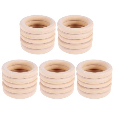 25 Pcs Natural Wood Rings 70mm Unfinished Macrame Wooden Ring Wood Circles for DIY Craft Ring Pendant Jewelry Making