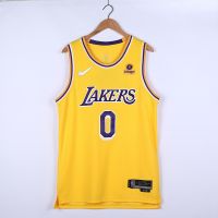 【4 Styles】2022 New NBA Jersey Los Angeles Lakers 0# Westbrook Retro Yellow 75Th New Logo Basketball Jersey