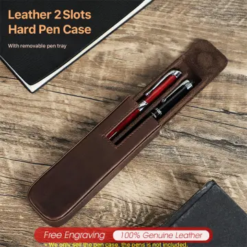 CONTACTS FAMILY Leather Single Slots Pen Case Zipper Portable