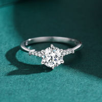 แหวนเงิน S925ผู้หญิงแฟชั่น1กะรัตแหวนเพชรเลียนแบบหรูหราเหมาะกับทุกโอกาสแหวนแต่งงาน