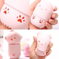 Kitten Powder Puff Holder Sponge Makeup Drying Case Portable Soft Silicone Cosmetic Sponge Box Holder Makeup Accessories