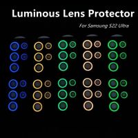 Luminous Lens Protector For Samsung Galaxy S22 S23 Ultra Camera Protector Metal Rings Tempered Glass Lens film for s22ultra 5G