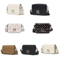 Mlb Full Label Embossed Camera Bag Pu Metal Label Ny Diamond Pattern Camera Bag Couple Crossbody Casual Small Square Bag