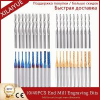 【DT】hot！ 10PCS/40PCS End Mill Engraving Bits Set 3.175mm Shank Router PCB Cutter Carbide Milling Tools.